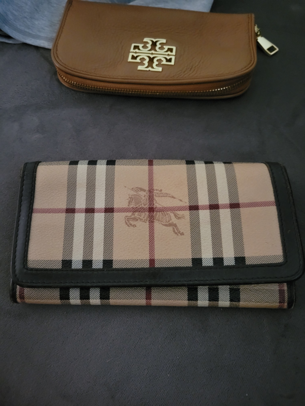 Burberry Beige Haymarket Check Wallet with Black Trim